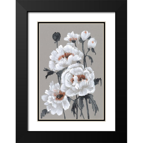 Peony Profusion II Black Modern Wood Framed Art Print with Double Matting by Goldberger, Jennifer