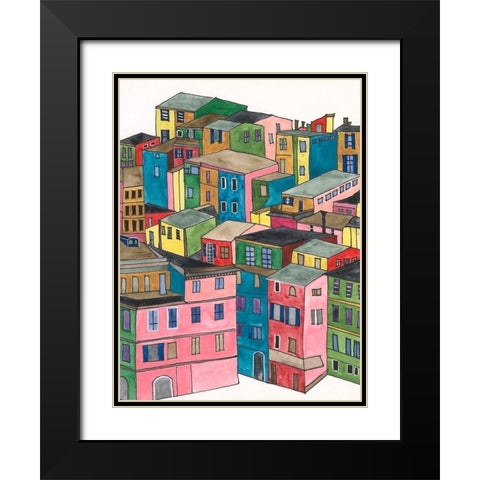 Colorful City I Black Modern Wood Framed Art Print with Double Matting by Moore, Regina