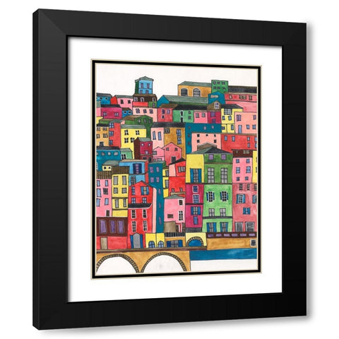 Colorful City II Black Modern Wood Framed Art Print with Double Matting by Moore, Regina