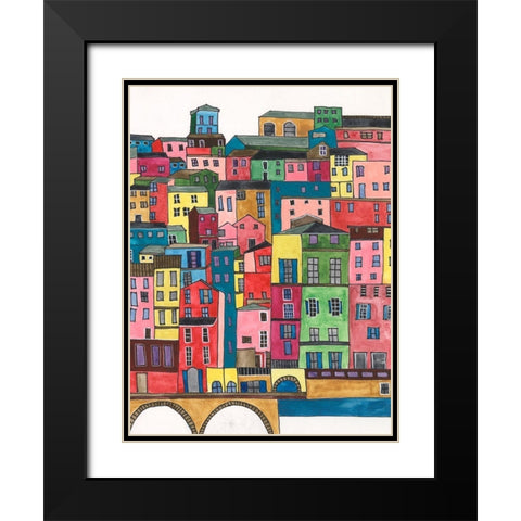 Colorful City II Black Modern Wood Framed Art Print with Double Matting by Moore, Regina