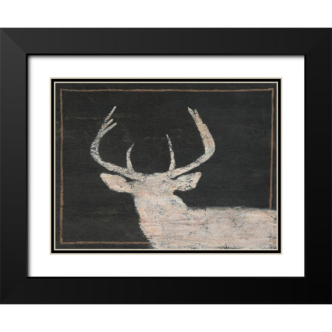 Brow Tine Deer I Black Modern Wood Framed Art Print with Double Matting by Moore, Regina