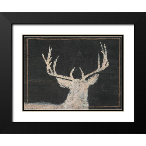Brow Tine Deer II Black Modern Wood Framed Art Print with Double Matting by Moore, Regina