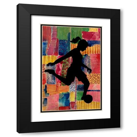 Patchwork Athlete II Black Modern Wood Framed Art Print with Double Matting by Moore, Regina