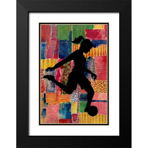 Patchwork Athlete II Black Modern Wood Framed Art Print with Double Matting by Moore, Regina