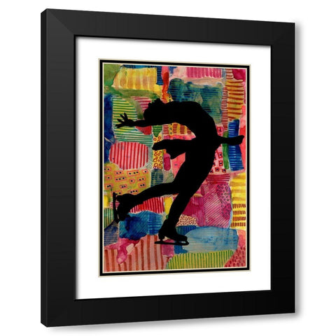 Patchwork Athlete III Black Modern Wood Framed Art Print with Double Matting by Moore, Regina