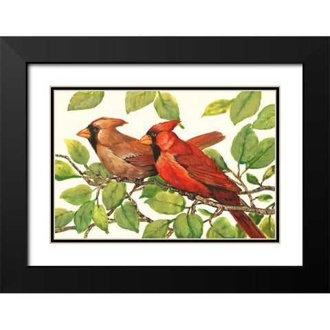 Cardinals Black Modern Wood Framed Art Print with Double Matting by OToole, Tim