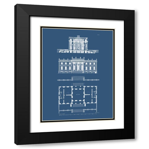 Custom Graphic Building and Plan IV Black Modern Wood Framed Art Print with Double Matting by Gibbs, James