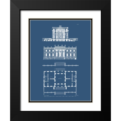 Custom Graphic Building and Plan IV Black Modern Wood Framed Art Print with Double Matting by Gibbs, James