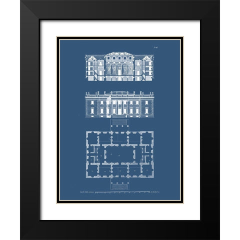 Custom Graphic Building and Plan VI Black Modern Wood Framed Art Print with Double Matting by Gibbs, James