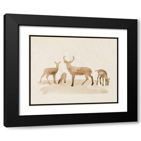 Whitetail Herd I Black Modern Wood Framed Art Print with Double Matting by Popp, Grace