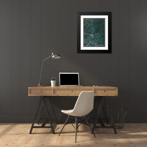 Jade Marble II Black Modern Wood Framed Art Print with Double Matting by Willett, Michael