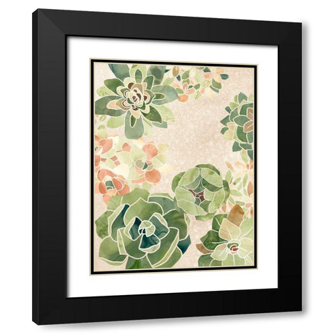 Stained Glass Succulents I Black Modern Wood Framed Art Print with Double Matting by Vess, June Erica