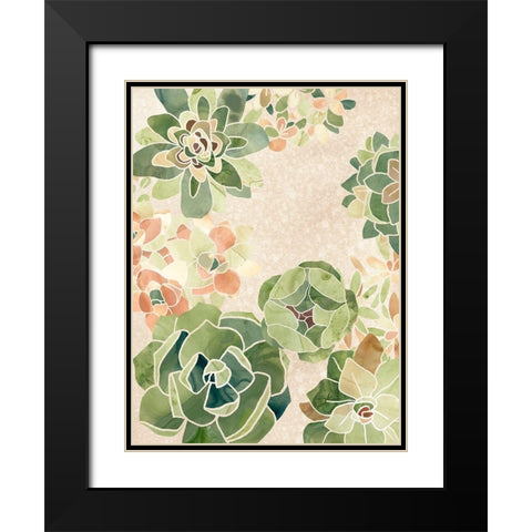 Stained Glass Succulents I Black Modern Wood Framed Art Print with Double Matting by Vess, June Erica