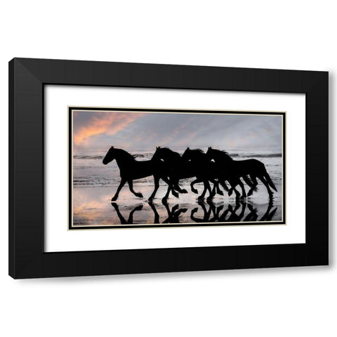 Wave Runners I Black Modern Wood Framed Art Print with Double Matting by PHBurchett