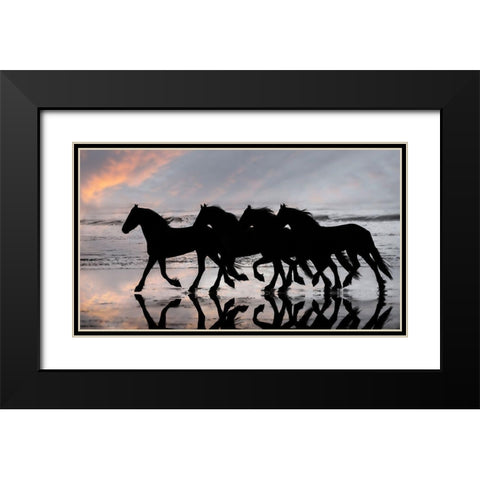 Wave Runners I Black Modern Wood Framed Art Print with Double Matting by PHBurchett