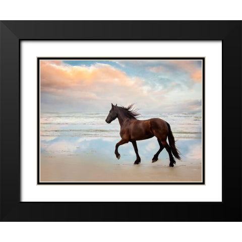 Wave Runners III Black Modern Wood Framed Art Print with Double Matting by PHBurchett