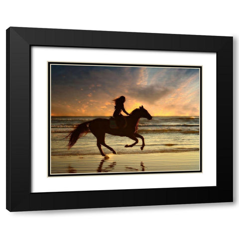 Wave Runners V Black Modern Wood Framed Art Print with Double Matting by PHBurchett