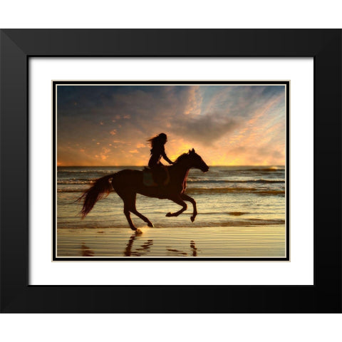 Wave Runners V Black Modern Wood Framed Art Print with Double Matting by PHBurchett