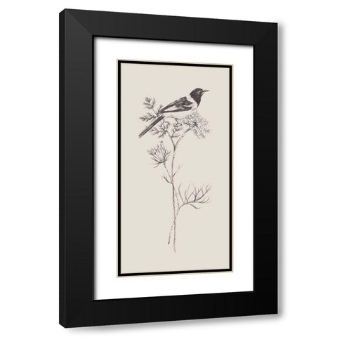 Nature with Bird I Black Modern Wood Framed Art Print with Double Matting by Wang, Melissa