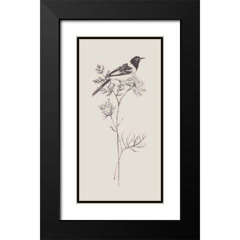 Nature with Bird I Black Modern Wood Framed Art Print with Double Matting by Wang, Melissa