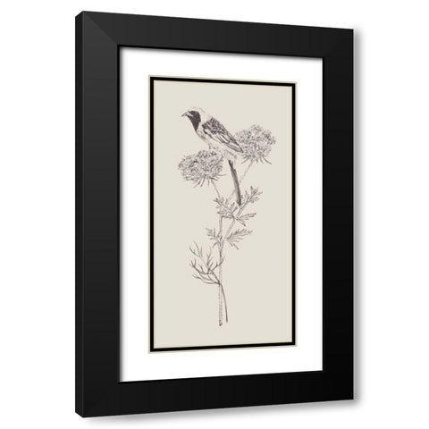Nature with Bird II Black Modern Wood Framed Art Print with Double Matting by Wang, Melissa