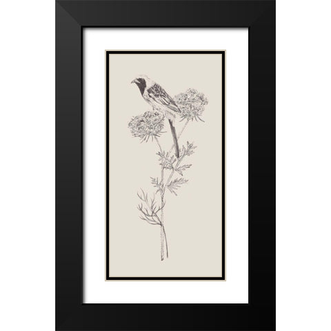 Nature with Bird II Black Modern Wood Framed Art Print with Double Matting by Wang, Melissa