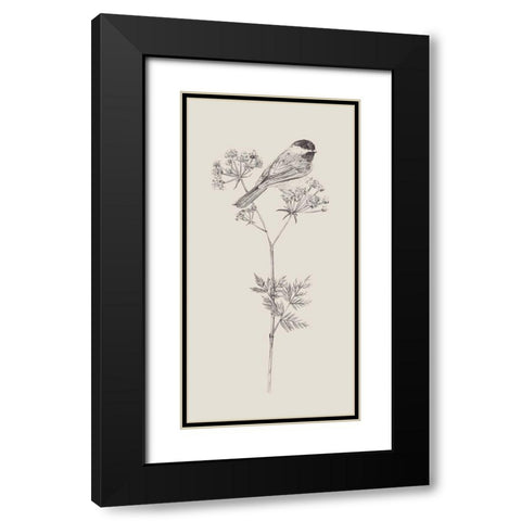 Nature with Bird III Black Modern Wood Framed Art Print with Double Matting by Wang, Melissa