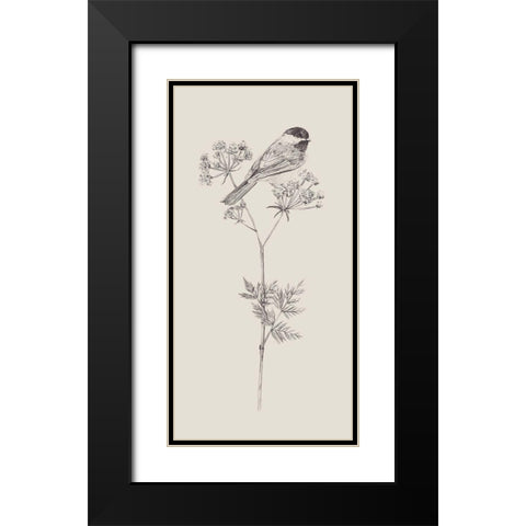 Nature with Bird III Black Modern Wood Framed Art Print with Double Matting by Wang, Melissa