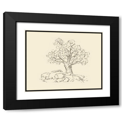 Wooded Path II Black Modern Wood Framed Art Print with Double Matting by Wang, Melissa