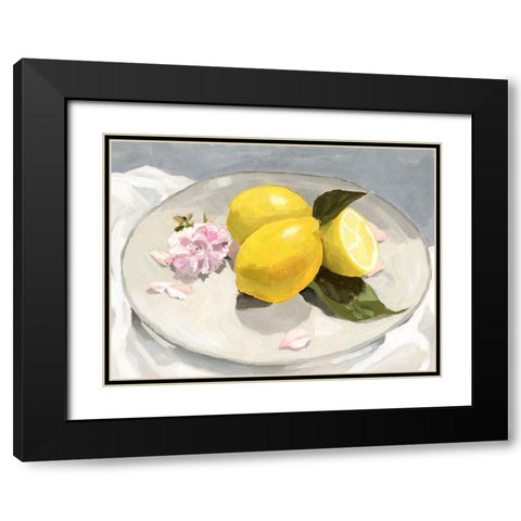 Lemons on a Plate II Black Modern Wood Framed Art Print with Double Matting by Barnes, Victoria
