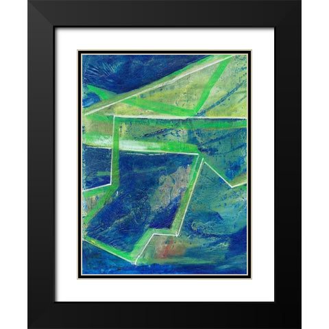 Geometric in Cool I Black Modern Wood Framed Art Print with Double Matting by Combs, Joyce
