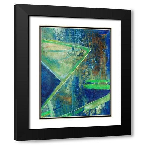 Geometric in Cool VII Black Modern Wood Framed Art Print with Double Matting by Combs, Joyce