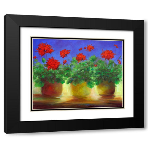 Geraniums II Black Modern Wood Framed Art Print with Double Matting by Finch, Sheila