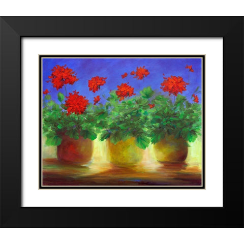 Geraniums II Black Modern Wood Framed Art Print with Double Matting by Finch, Sheila