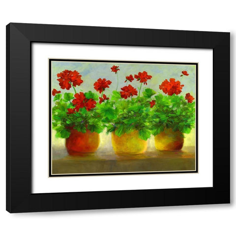 Geraniums III Black Modern Wood Framed Art Print with Double Matting by Finch, Sheila