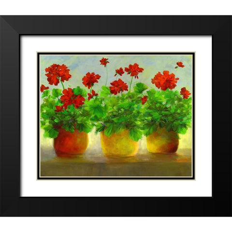 Geraniums III Black Modern Wood Framed Art Print with Double Matting by Finch, Sheila