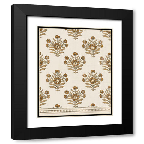 Block Print Blooms I Black Modern Wood Framed Art Print with Double Matting by Barnes, Victoria