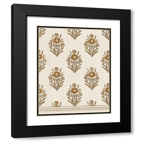 Block Print Blooms II Black Modern Wood Framed Art Print with Double Matting by Barnes, Victoria