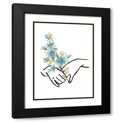 Hands and Flowers I Black Modern Wood Framed Art Print with Double Matting by Vess, June Erica
