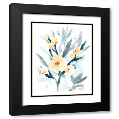 Indigo And Blush Bouquet I Black Modern Wood Framed Art Print with Double Matting by Vess, June Erica