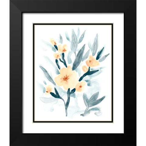 Indigo And Blush Bouquet I Black Modern Wood Framed Art Print with Double Matting by Vess, June Erica
