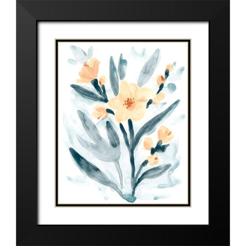 Indigo And Blush Bouquet II Black Modern Wood Framed Art Print with Double Matting by Vess, June Erica