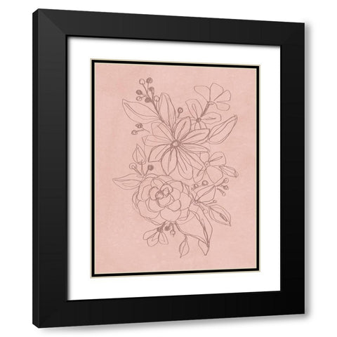 Rosetone Blossoms I Black Modern Wood Framed Art Print with Double Matting by Vess, June Erica