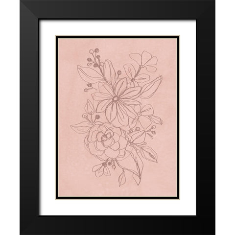 Rosetone Blossoms I Black Modern Wood Framed Art Print with Double Matting by Vess, June Erica