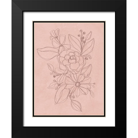 Rosetone Blossoms II Black Modern Wood Framed Art Print with Double Matting by Vess, June Erica