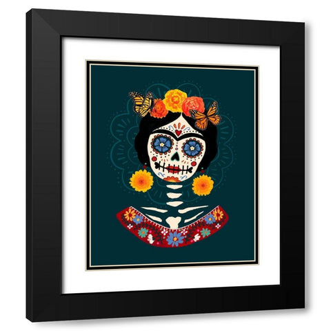 Bright Day of the Dead I Black Modern Wood Framed Art Print with Double Matting by Barnes, Victoria