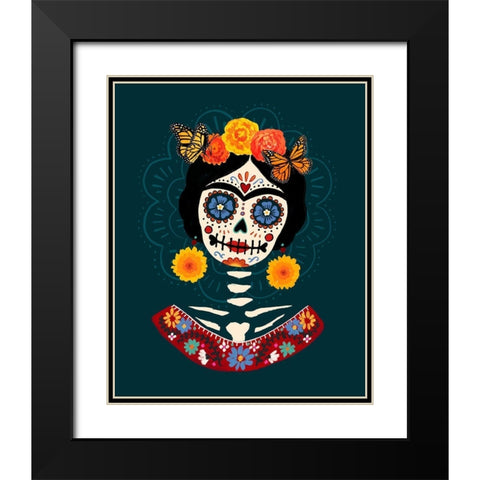 Bright Day of the Dead I Black Modern Wood Framed Art Print with Double Matting by Barnes, Victoria
