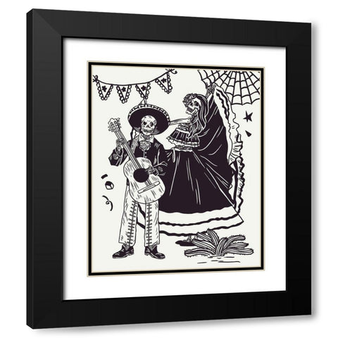 Day of the Dead Parade II Black Modern Wood Framed Art Print with Double Matting by Wang, Melissa