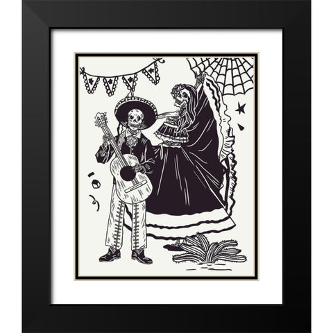 Day of the Dead Parade II Black Modern Wood Framed Art Print with Double Matting by Wang, Melissa