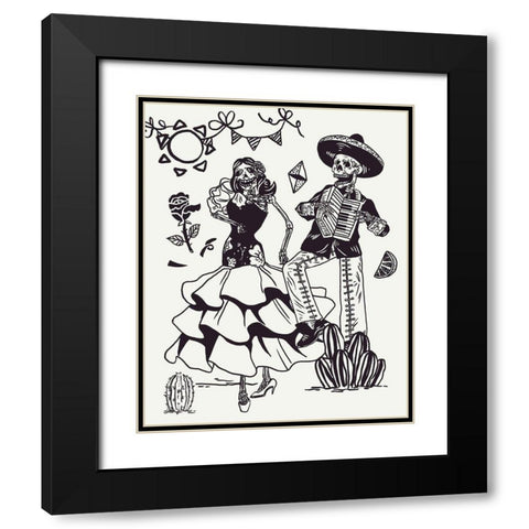 Day of the Dead Parade III Black Modern Wood Framed Art Print with Double Matting by Wang, Melissa